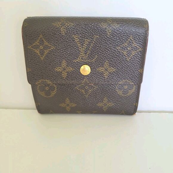 LOUIS VUITTON LV Vintage 1995 Monogram Leather Wallet Brown Medium Trifold Elise - Picture 1 of 13